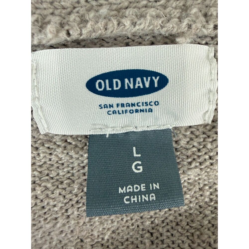 Old Navy Women’s Large Taupe Stitchy Boyfriend Cardigan Button Pocket Long - Picture 3 of 10
